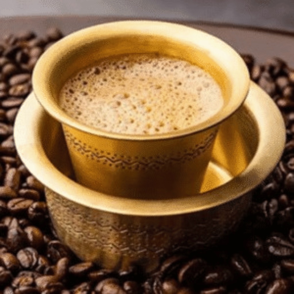Traditional Indian filter coffee in Indore served at a filter coffee cafe in Vijay Nagar.